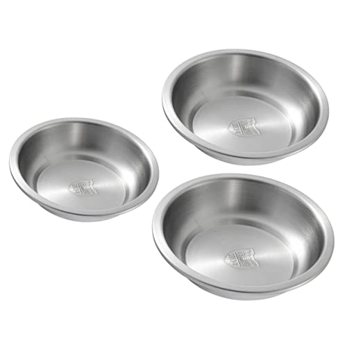 Cabilock Camping Tableware 3-piece Stainless Steel Plate Set Round Roast Meat Tray Easy to Wash for Picnic