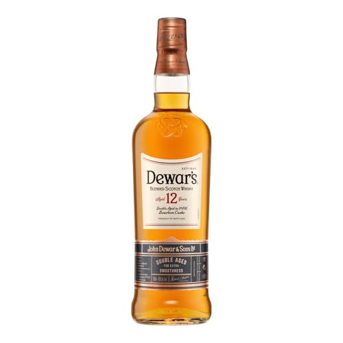 DEWAR'S 12 Años, 40% ABV, 70cl / 700ml, Whisky Escocés Blended, Doble Añejamiento en Barricas de Bourbon de Primer Llenado para un Extra de Suavidad