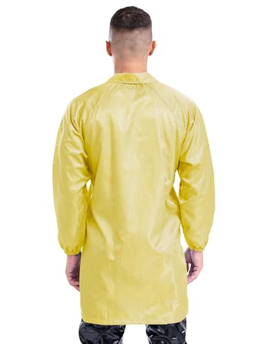 Image of YiZYiF Men Professional Lab Coat Long Sleeve Resistant Mechanical Dustproof Work Coat Overall Uniform