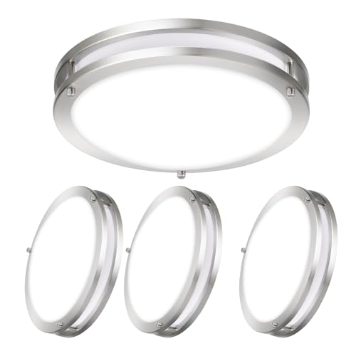 Run Bison 16IN Double Ring Flush Mount Ceiling Lights, 24W, 1900LM,with 5CCT 2700K-5000K Adjustable, Dimmable LED Ceiling Light Fixtures for Hallway, Bedroom, Kitchen, ETL Listed - 4PK