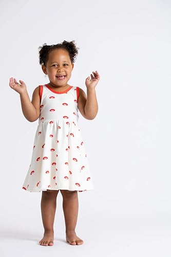Image of monica + andy Short Sleeve Let's Dance Dress, Organic Cotton Playwear Clothes for Girls, Kids, Toddler & Infant Sizes