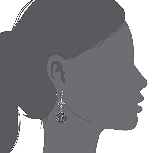 WithLoveSilver 925 Sterling Silver Fleur de lis + 18mm LA Water Meter Manhole Dangle Earrings4