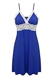 Ekouaer Women's Langerie Sleep Gown Nightshirt Plus Size,Blue,XL