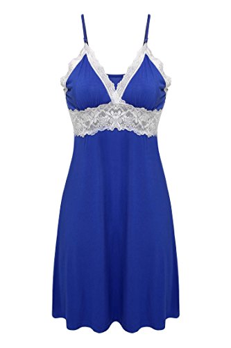 Ekouaer Womens Langerie Sleep Gown Nightshirt Plus Size,Viscose-blue,X-Large