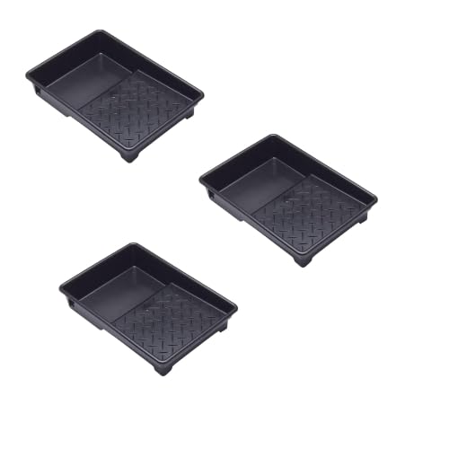7 Inch 100% Recycled Plastic Paint Roller Tray With Textured Anti-Skid Grip, Ideal For Trade & DIY Rollers Up To 7" Wide and All Types Of Paint, Varnish, Woodstain Pack of 3