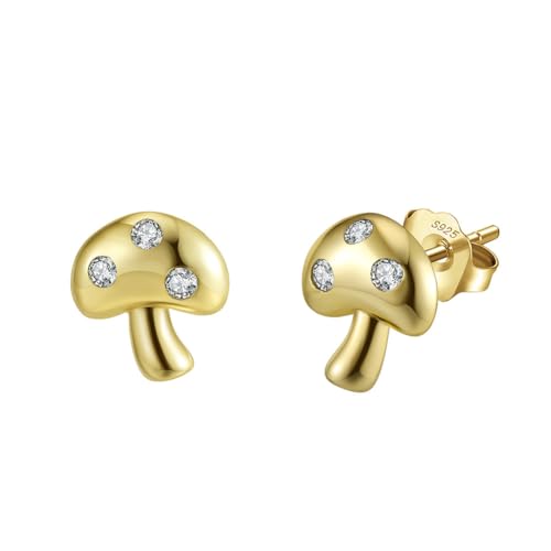 Boucles d'oreilles champignon pour femmes en argent sterling avec zircone cubique