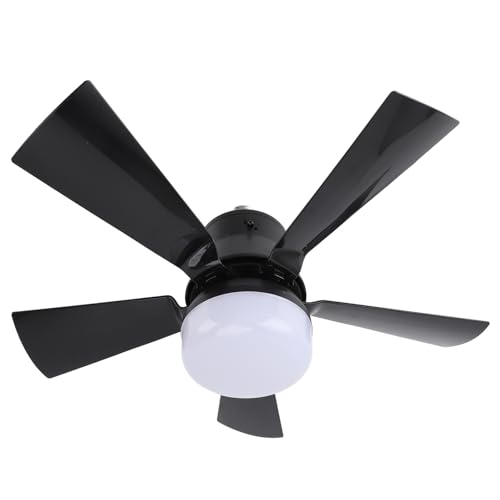 ACOGEDO Luz de Ventilador de Techo Incondicional con un Temporizador y Control Remoto - 3 Temperaturas Color, 3 Velocidades Viento - E26 Lámpara Ventilador Pequeño para Dormitorio y Cocina (BLACK)