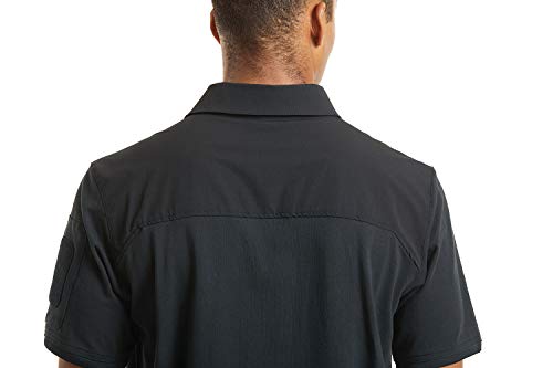 Camisa polo masculina de manga curta com bolsos e zíper CRYSULLY, Dark Gray, XX-Large