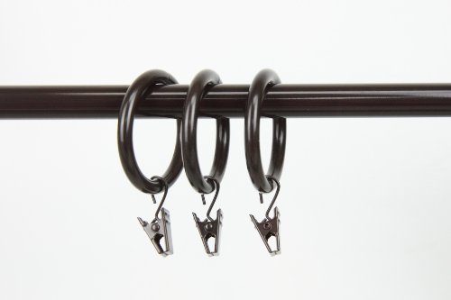 A&F Rod Decor - 10 Heavy Duty Curtain Rings with Clips 1.5 inch - Cocoa