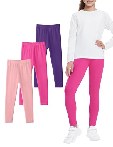 Auranso 3er Pack Leggings Mädchen Kinder Baumwolle Schwarz Leggings Lang...
