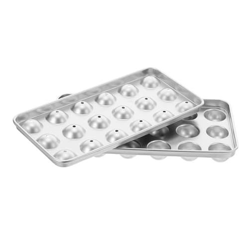 NIYANGLE Molde Metálico de Acero Inoxidable 304 para 18 Bolas de Hielo Redondas Bandeja Reutilizable para Cubitos Pequeños Rápida Congelación para Cócteles Whisky y Bebidas en Casa