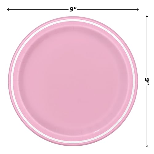 Vibrant Lovely Pink Thin Stripes Dinner Paper Plates (9