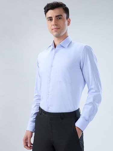 Image of Park Avenue Men Modern Slim Fit Solid Pattern Cotton Polyester Blend Semicutaway Collar Full Sleeve Formal Shirt
