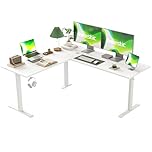 Agilestic L-Shaped Electric Standing Desk – 160 x 140 cm Height-Adjustable Ergonomic Corner Desk for Home Office, Sit-Stand Computer Desk, White