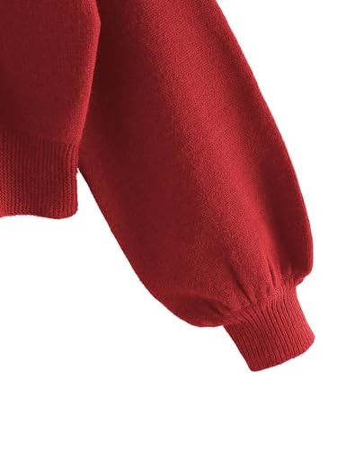 Image of ZAFUL Women's Cropped Sweater V-Neck Long Sleeve Pullover Jumper Knit Top | Crop Length, Ribbed Knit, Double V design, White sweater, Raglan sleeves, lantern sleeve, Fall & Winter, Loose fit, Oversized