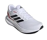 adidas Tenis anchos Run Falcon 5 para hombre, Blanco/negro/escarlata, 8 Wide
