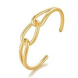 TENTMENTISE Bracelet for Women 18K Gold Plated Stainless Steel Bracelet Waterproof Bangle Dainty Gold Jewelry Gifts for Her
