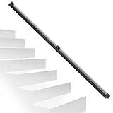 Peviasot Handlauf Treppengeländer Geländer Schwarz Wandhandlauf Wand Treppe, Quadratisches Rohrdesign, Treppengeländer Innen und Außen für Treppen, Brüstung, Balkon, Länge: 200 CM