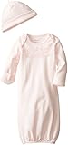 Little Me Baby-Girls Newborn Rosette Heart Gown and Hat, Light Pink, 0-3 Months