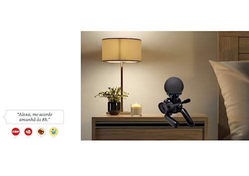 Suporte Echo Dot 5ª Geração Tocando Violão Preto Suporte de Mesa Echo Dot 5