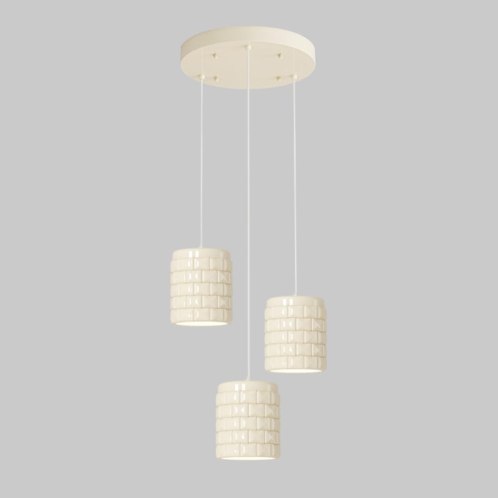 Suspension style crème française cylindrique macaron avec douille E27