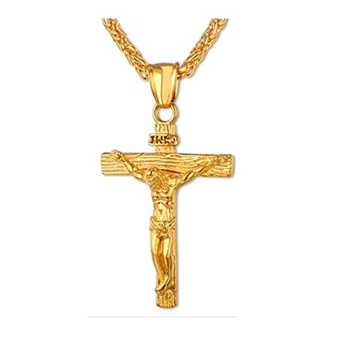 Gold Classic Gold Tibetan Silver Color Cross Pendant Necklaces Metal Jesus Cruz Necklace For Men Women Christ Jewelry Crucifix Male
