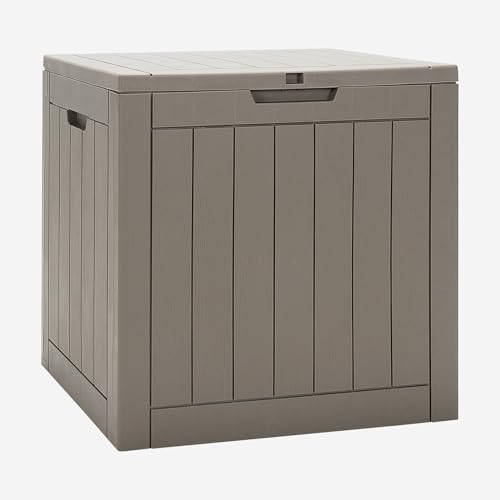 COSTWAY Arcón Jardin Exterior 114L, Baul Almacenaje Exterior con Tapa Cerradura y Asas, Caja de Almacenamiento para Patio, 56 x 43 x 53cm, Carga 70kg Terraza Balcón (café)