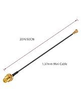 Vecys 2 Stück U.F.L1 zu RP-SMA Buchse Low Loss Koaxialkabel 20" /50CM U.F.L1 1.37mm Koaxial Pigtail Kabel für Wireless Router Mini PCIE Netzwerkkarten PCI Wi-Fi WAN Repeater – Ansicht 5