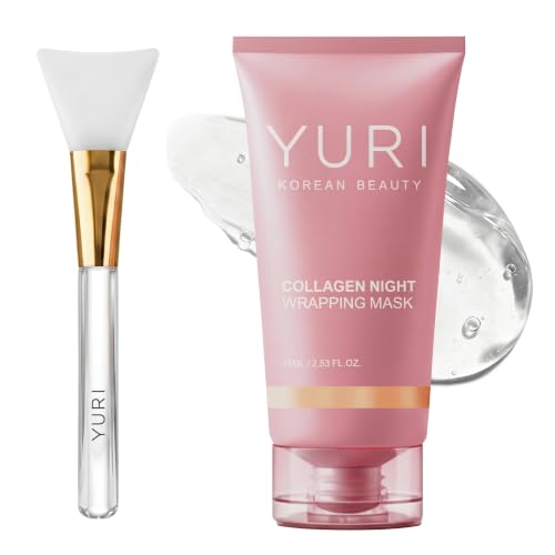 Official YURI Collagen Overnight Wrapping Peel Off Face Mask Overnight Collagen Face Mask Easy Peel Off Facial Mask Skin Care Night Mask Reduce Fine Lines & Dullness Anti-Aging Skin Car