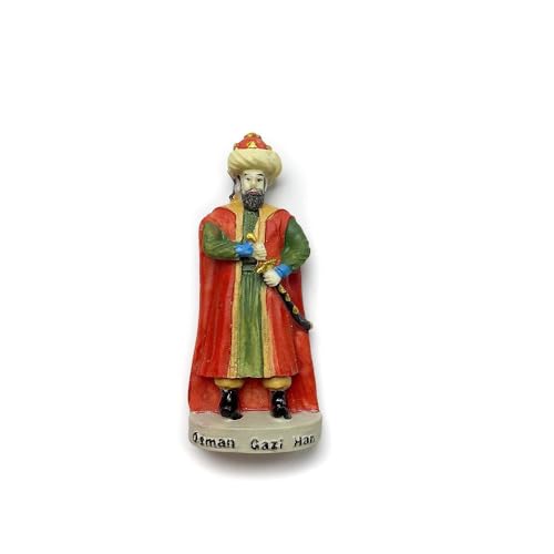 LUYMFSY Osman Gazi Han 3D Fridge Magnet, Hand-Painted Resin Historical Figure, 8.8cm Height, Turkish Souvenir Collectible