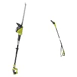 RYOBI ONE+ 18V OPP1820 Cordless Pole Pruner, 20cm Bar (Body only) & ONE+ 18V OPT1845 Cordless Pole Hedge Trimmer, 45cm Blade (Body Only)