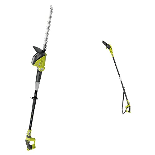 Ryobi One + 18 V Opt1845 Pole Taille-Haies sans Fil, Lame de 45 cm (Corps Uniquement), OPT1845, 18V & Élagueur à Chaîne sur Perche One+, 18 V OPP1820 Noir/Vert