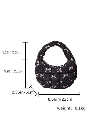 Image of Quilted MINI Handbag and Purses Women Puffer Nylon Hobo Cotton Padded Purse Work Travel Lightweight