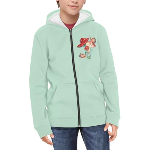 Girls Boys Novelty Sweatshirt, Zip-Up Hooded Sweatshirt, Kids Youth Jacket, with Pocket for Athletic - Main Image