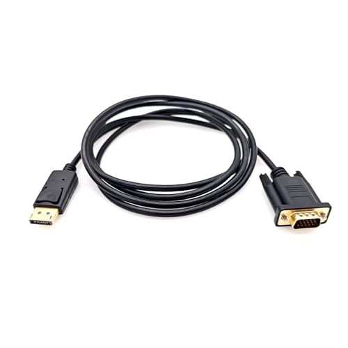 JZK 1.8m cable para DisplayPort a VGA, cable adaptador conversor para DP macho a VGA macho unidireccional chapado en oro para computadora portátil, proyector, monitor, HDTV, No compatible con HDMI