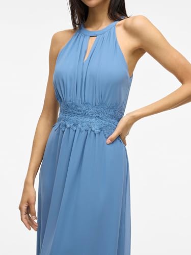 Vila Damen Vimilina Halterneck Maxi Dress-Noos Kleid, Coronet Blue/Detail:Elastic,36 – Ansicht 6