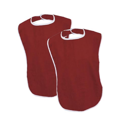 T Tooyful 2ピース/個大人のよだれかけ大人ビブス男性女性再利用可能な衣料品保護者看護料理のために洗える洗濯物ホームレストラン, 赤