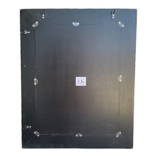 Decorshore 24"X18" Mosaic Wall Mirror, Accent Mirror, Rectangular Decorative Mirror With Mosaic Glass Tile Frame In Black Onyx Hues #TOP6