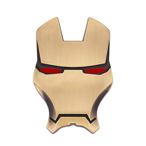 Image of JVCV 3D Metal Iron M face Sticker Chrome Logo Decal Emblem Badge for All Cars Bikes Laptops Headphones Helmets Home Office Accessory (Iron M Face, Bronze Red Eyes)