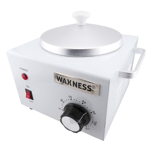 Image of Waxness Professional Wax Warmer WN-5001 White Elite-Series 1 lb (454 g) with Silicone Liner, Hard Wax & Soft Wax Tins,150W, 2-Year Warranty