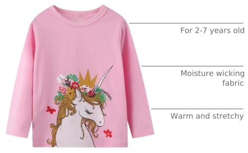 Image of Toddler Girl Long Sleeve T-Shirts Kids Cotton Fall Top 2-7 Years | 3 Pieces Soft Cotton Casual T-Shirt