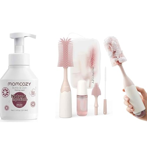 Image of Momcozy Bottle Brush Kit Pink & Momcozy Bottle Brush Cleaning Fluid