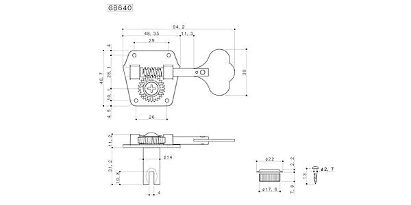 Amazon | GOTOH ゴトー ベース用ペグ GB640/L4 Black | ベースパーツ