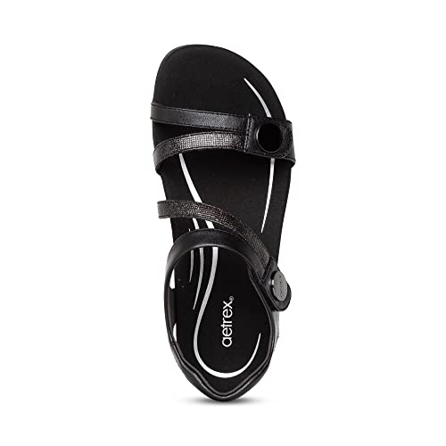 Image of Aetrex Women's Jess Orthopedic Adjustable Quarter Strap Sandals - Comfort Memory Foam Fashion Flat Womens Sandals with Arch Support