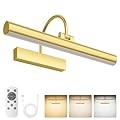 Bridika Picture Light for Wall with Remote, Rechargeable Battery Operated Picture Light, 3 Color Modes and Dimmable Classic Art Lights for Paintings, Gallery, Bedroom, Bathroom with Timer Gold 1