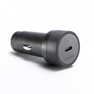 mophie 30W USB-C Car Charger – Eco-Friendly Fast Charging for Devices, LED Indicator, Universal AUX Compatibility