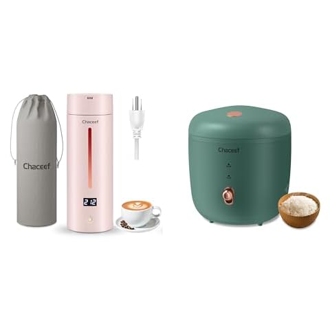 CHACEEF 1.2L Mini Rice Cookers & 350ml Travel Electric Kettle Cover