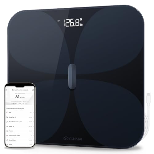 YUNMAI Pro Pèse-personne Intelligente 10 Données Corporelles Ecran LED Caché Chargeur USB...