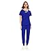 VIAOLI Scrub Set for Women Fashionable Neck Scrub Top & Tapered Leg Jogger Scrub Pants Medical Nursing Uniforms Set (Royal blue,XL)