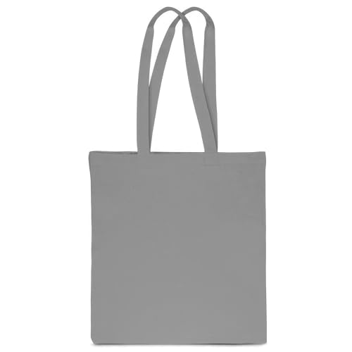 SAKETOS 1 Stück Stofftasche 38 x 42 cm - Tote Bag Grau - Stoffbeutel zum Bemalen Unbedruckt - Baumwolltasche mit Zwei Langen Griffen - Tragetasche, Einkaufstaschen